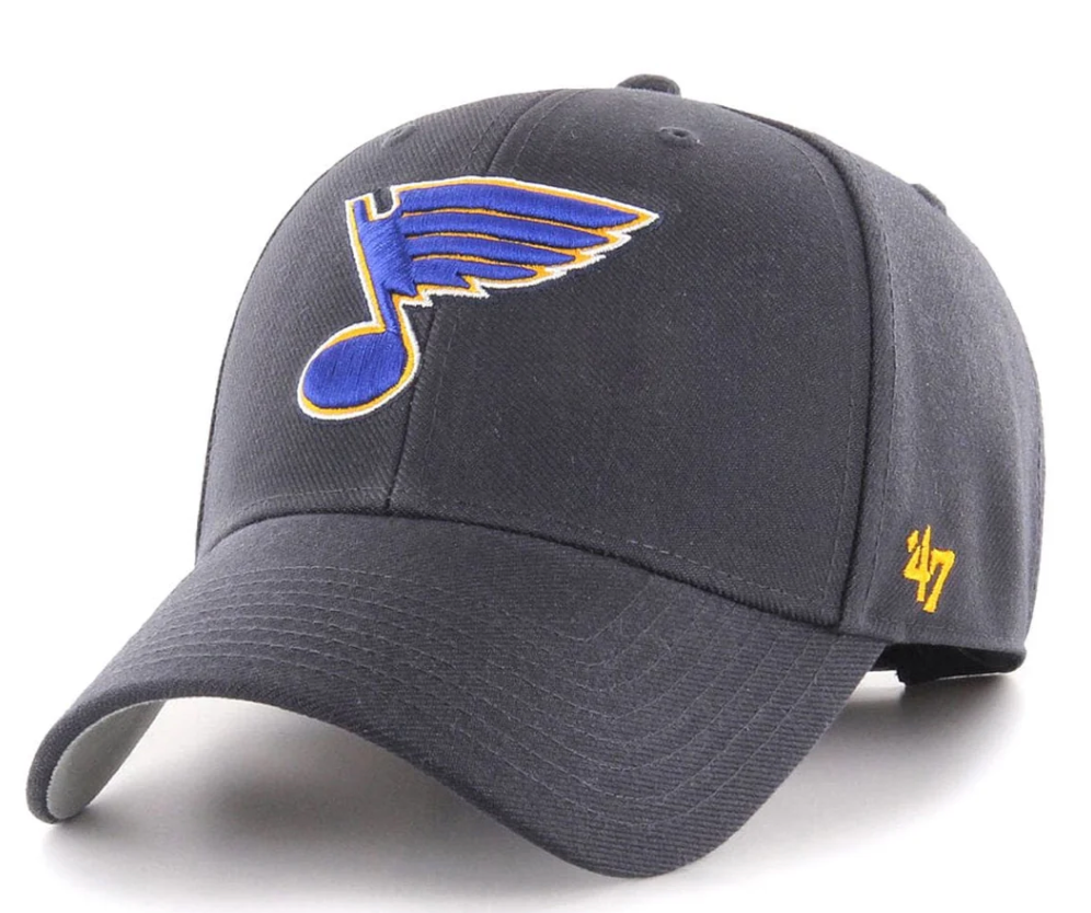 St. Louis Blues '47 Wordmark Back Strap MVP Adjustable Hat - Navy - Pro League Sports Collectibles Inc.