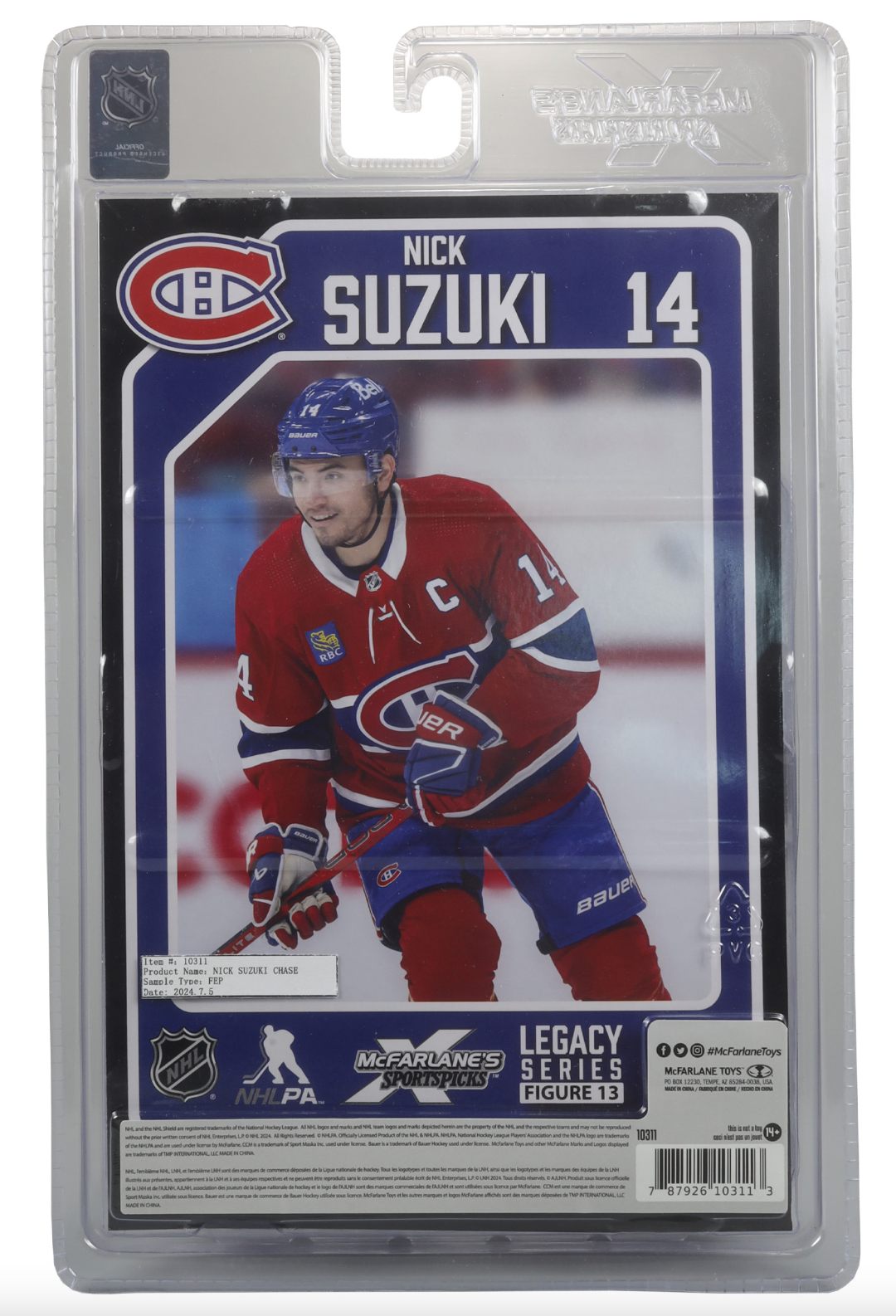 Nick Suzuki McFarlane NHL Sports Picks Figure - Montreal Canadians - White Jersey Chase