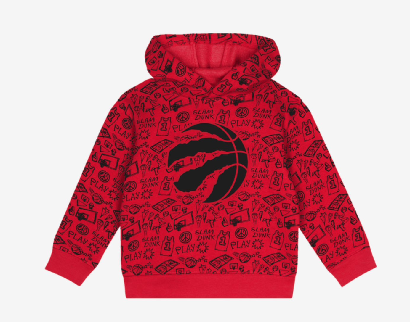 Toddler Toronto Raptors Printed Red Black Fleece Hoodie Set - Pro League Sports Collectibles Inc.