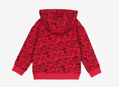 Toddler Toronto Raptors Printed Red Black Fleece Hoodie Set - Pro League Sports Collectibles Inc.