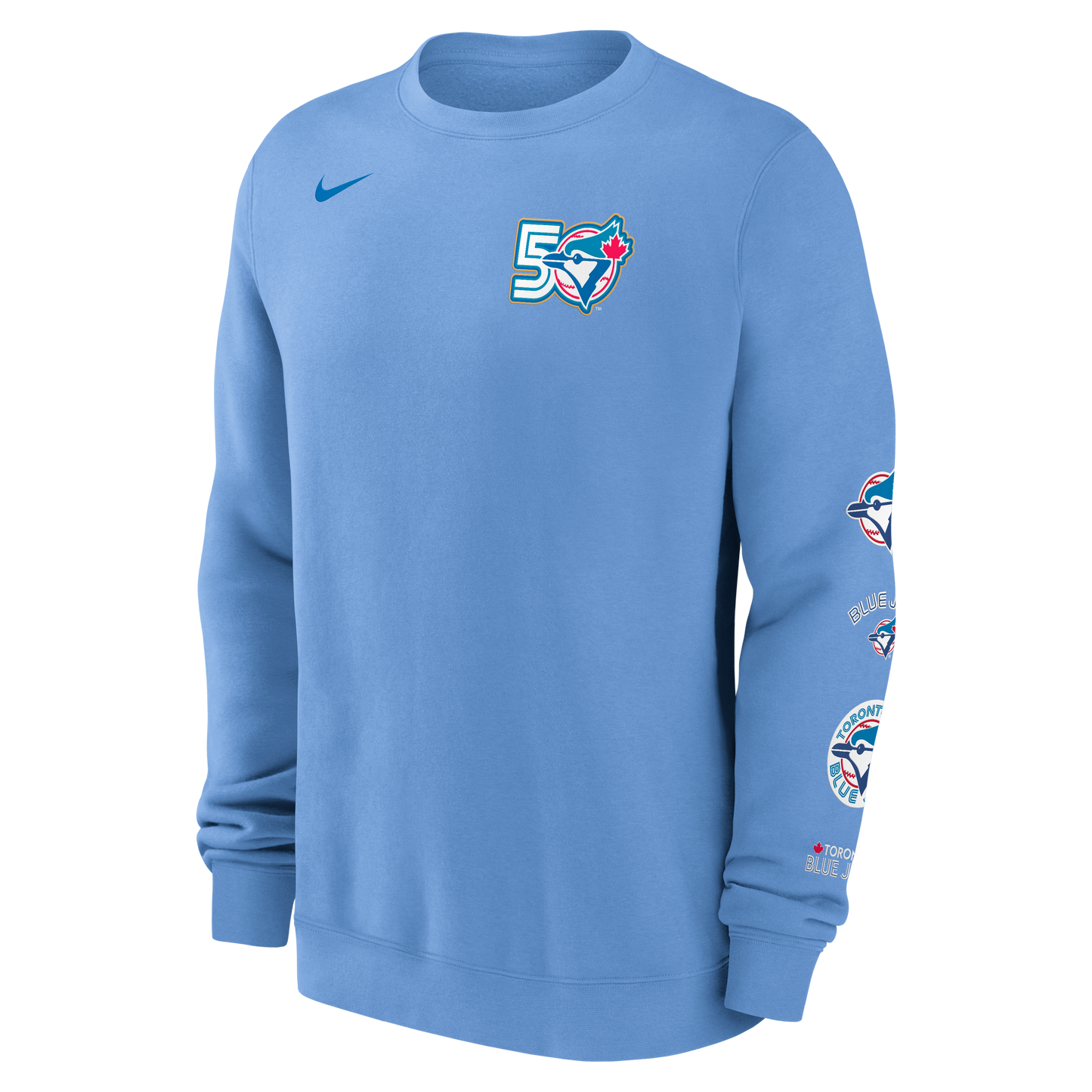 Toronto Blue Jays New Era 50th Season Anniversary Crew Neck Pull Over Sweater - Powder Blue
