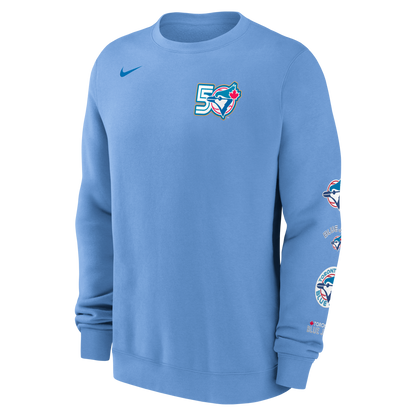 Toronto Blue Jays New Era 50th Season Anniversary Crew Neck Pull Over Sweater - Powder Blue