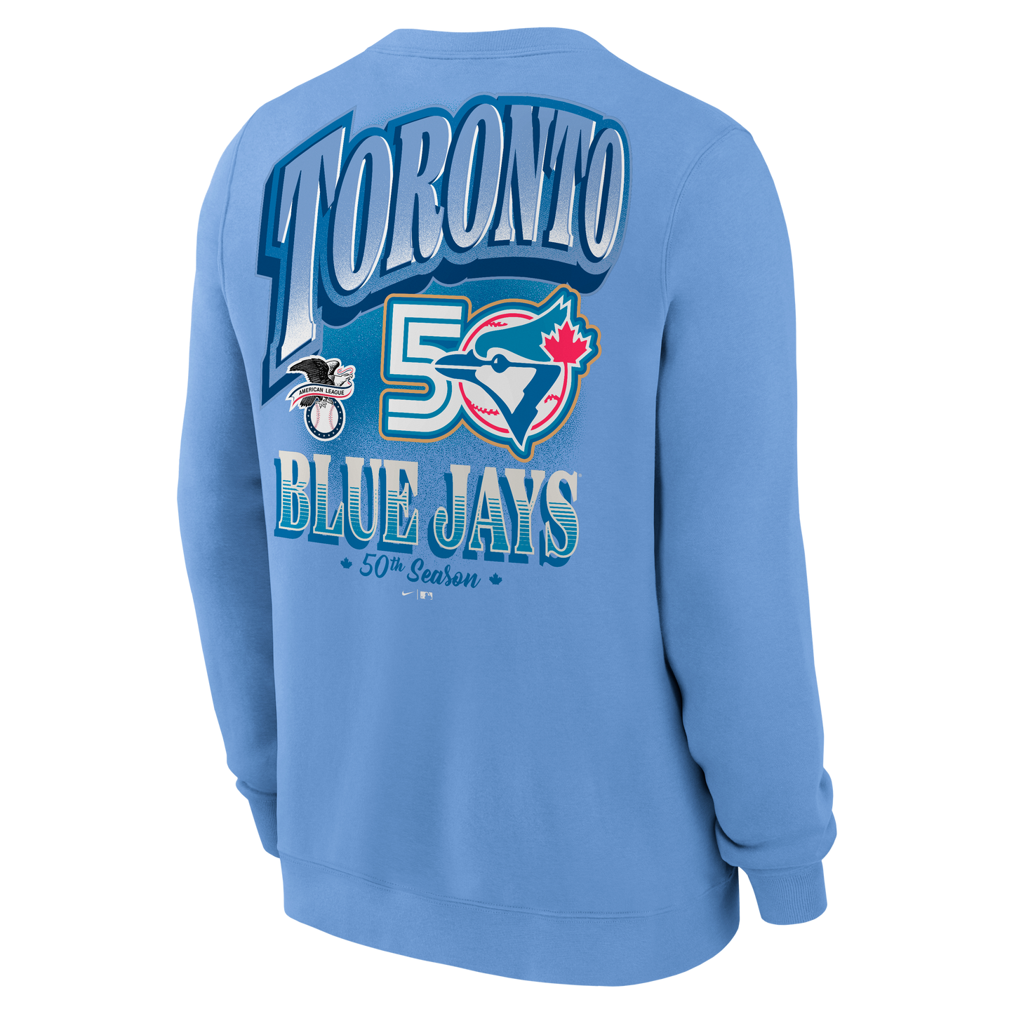Toronto Blue Jays New Era 50th Season Anniversary Crew Neck Pull Over Sweater - Powder Blue
