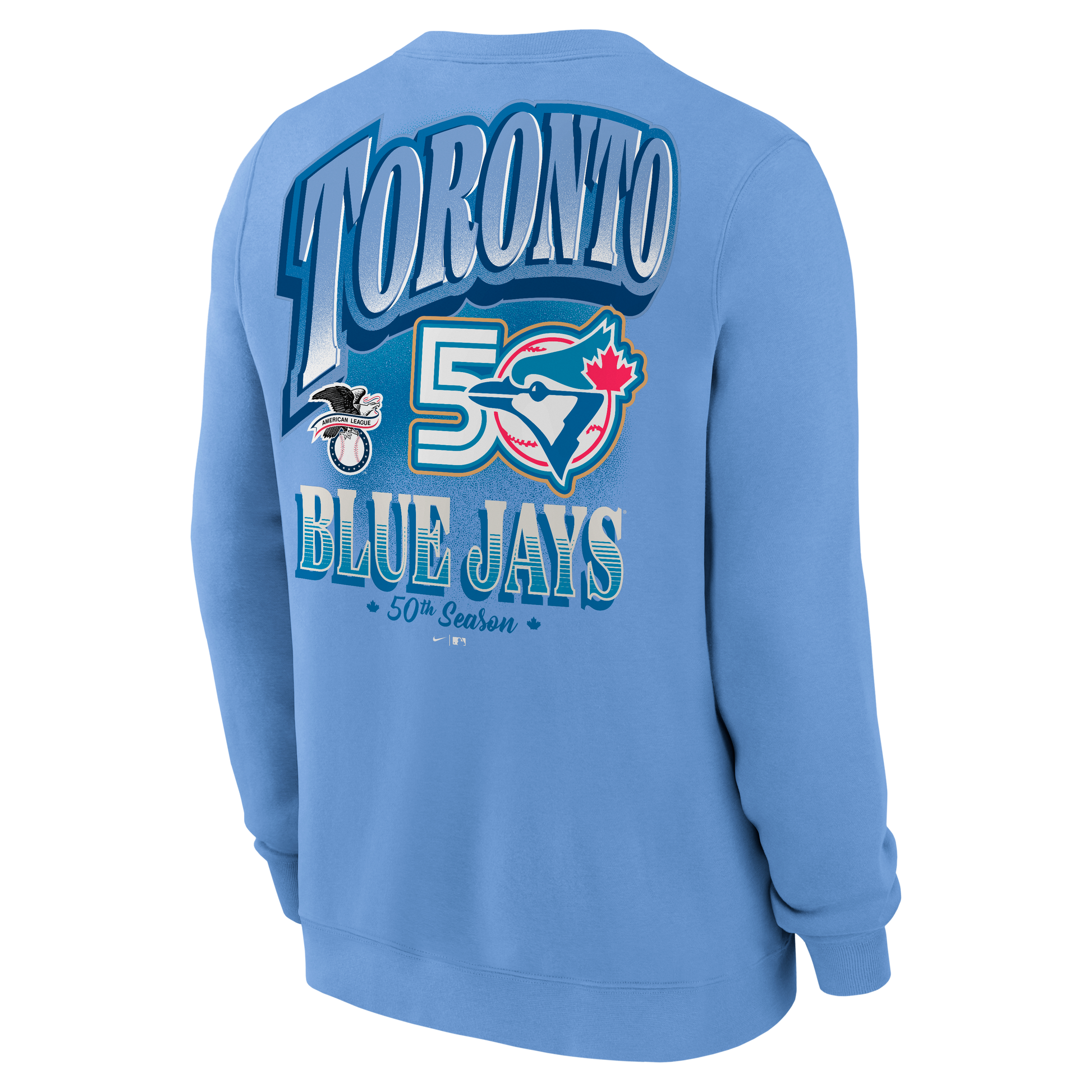 Toronto Blue Jays New Era 50th Season Anniversary Crew Neck Pull Over Sweater - Powder Blue