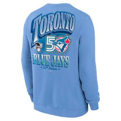 Toronto Blue Jays New Era 50th Season Anniversary Crew Neck Pull Over Sweater - Powder Blue