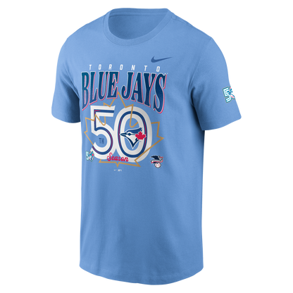 Toronto Blue Jays New Era 50th Season Anniversary Graphic T-Shirt - Valor Blue
