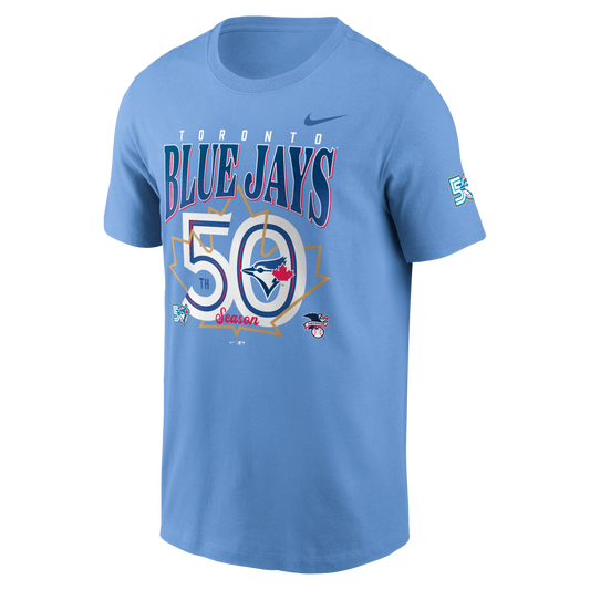 Toronto Blue Jays New Era 50th Season Anniversary Graphic T-Shirt - Valor Blue