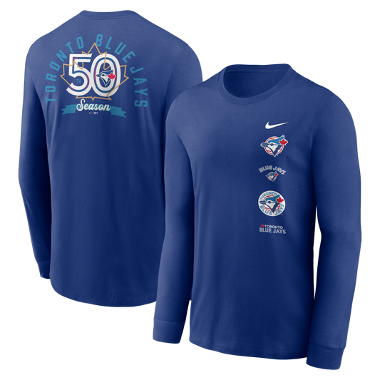Toronto Blue Jays New Era 50th Season Anniversary Long Sleeve Shirt - Royal Blue