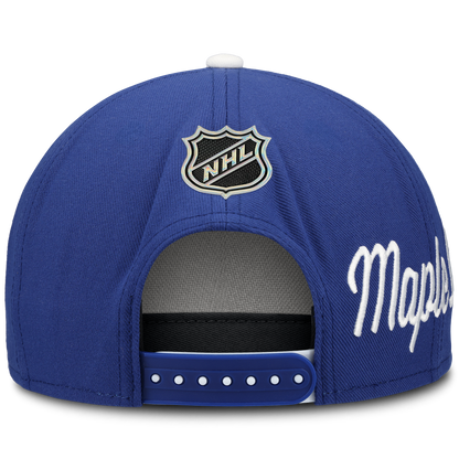 Toronto Maple Leafs Fanatics Authentic Pro 2026 Draft Alt 2 Flatbrim Snap Back Hat - White/Blue