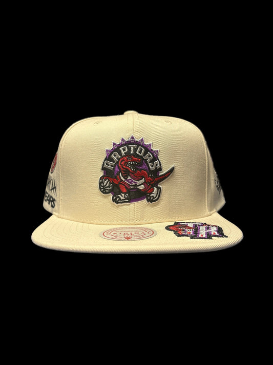 Toronto Raptors Mitchell & Ness Historic Original Structured Fit Snapback Hat - Cream