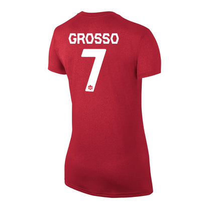 Women's Julia Grosso #7 Canada National Team Nike Name & Number Dri-Fit T-Shirt - Red