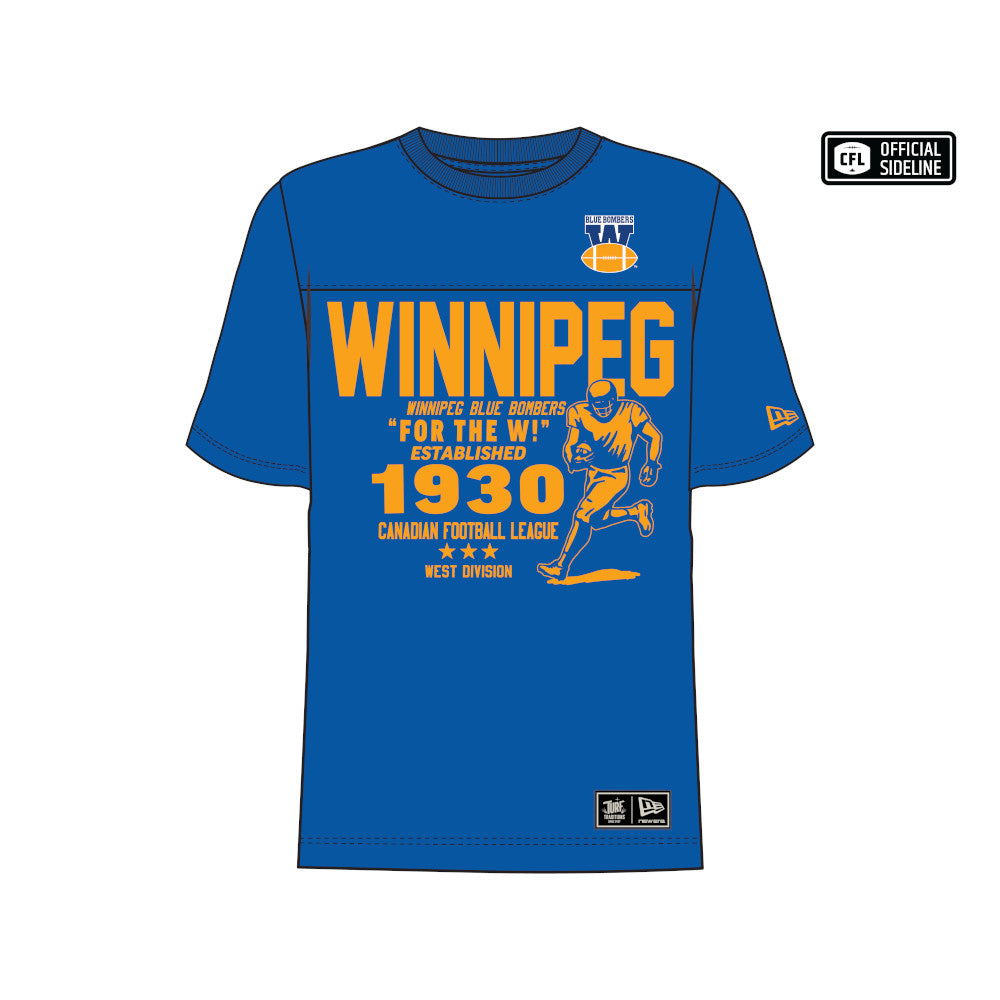 Winnipeg Blue Bombers Turf Team Established 1930 New Era T-Shirt - Blue