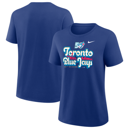Womens Toronto Blue Jays New Era 50th Season Anniversary Fan Graphic T-Shirt - Royal Blue