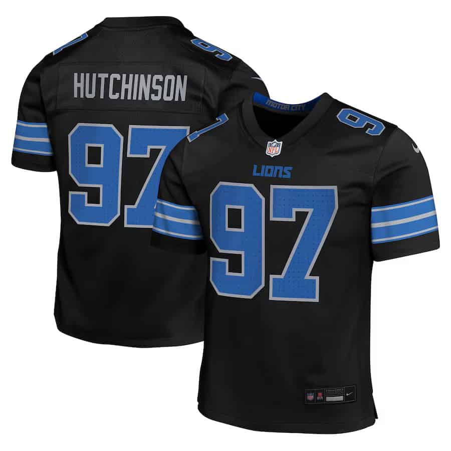 Youth Aiden Hutchinson #97 Detroit Lions Nike Game Jersey - Alternate Black