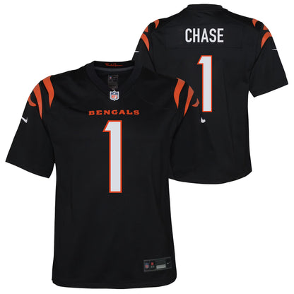 Youth Ja'Marr Chase #1 Cincinnati Bengals Game Jersey Nike - Black