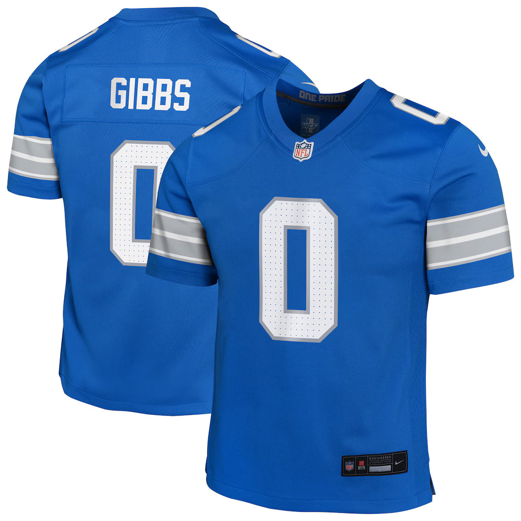 Youth Jahmyr Gibbs #0 Detroit Lions Nike Game Jersey - Alternate Blue