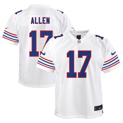 Youth Josh Allen #17 Royal Buffalo Bills Game Jersey Nike - White