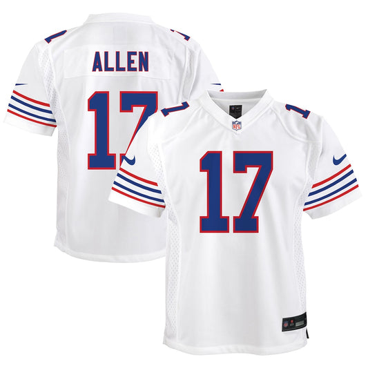 Youth Josh Allen #17 Royal Buffalo Bills Game Jersey Nike - White