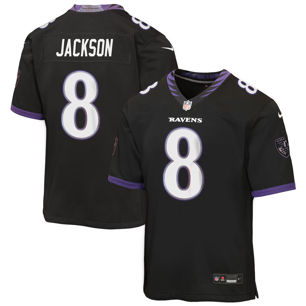 Youth Lamar Jackson #8 Baltimore Ravens Nike Alternate Game Jersey - Iridescent Black