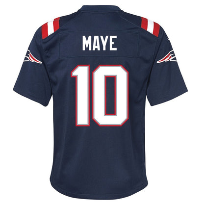 Youth Drake Maye #10 Navy New England Patriots Nike - Game Jersey