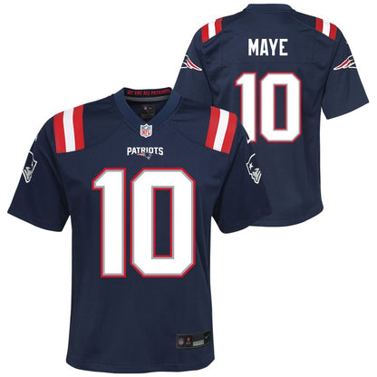 Youth Drake Maye #10 Navy New England Patriots Nike - Game Jersey