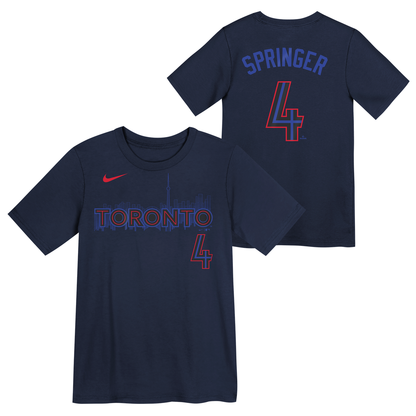 Youth Toronto Blue Jays City Connect George Springer #4 Name & Number T-Shirt