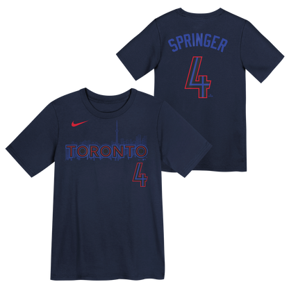 Youth Toronto Blue Jays City Connect George Springer #4 Name & Number T-Shirt