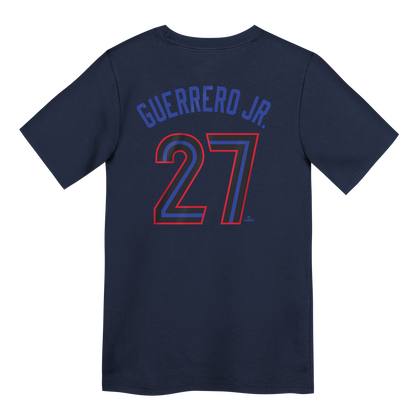 Toronto Blue Jays Name & Number T-Shirt #27 Vladimir Guerrero Jr.  - Midnight Blue - Pro League Sports Collectibles Inc.