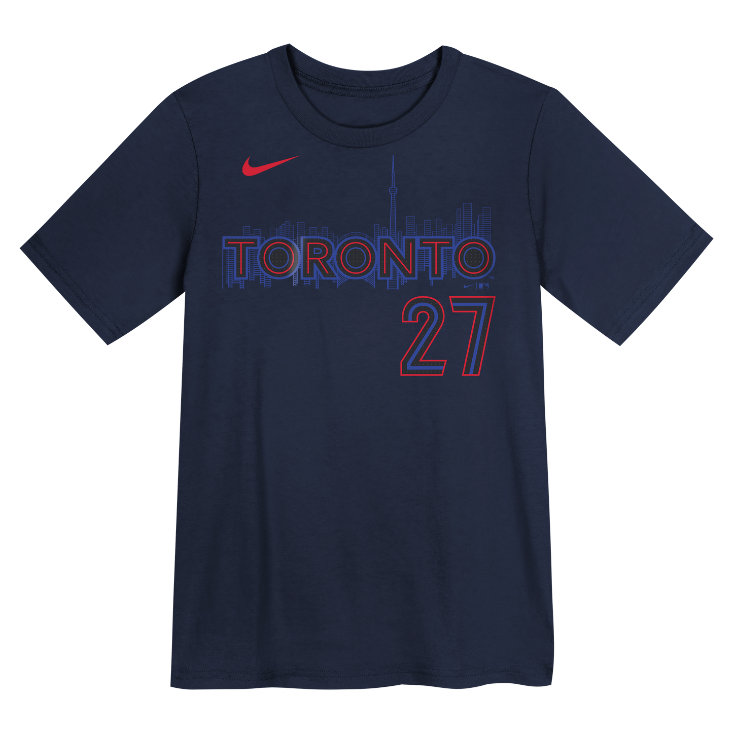 Toronto Blue Jays Name & Number T-Shirt #27 Vladimir Guerrero Jr.  - Midnight Blue - Pro League Sports Collectibles Inc.