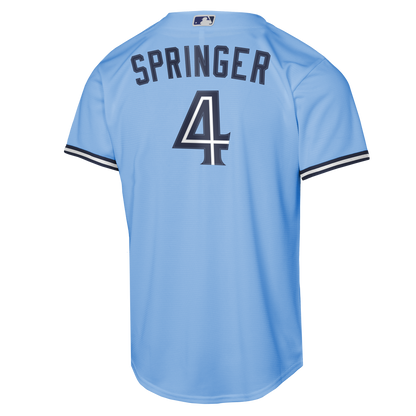 Youth Toronto Blue Jays George Springer #4 Powder Blue Baseline Jersey