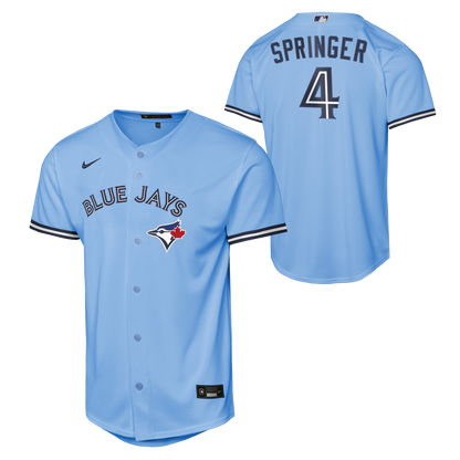 Youth Toronto Blue Jays George Springer #4 Powder Blue Baseline Jersey