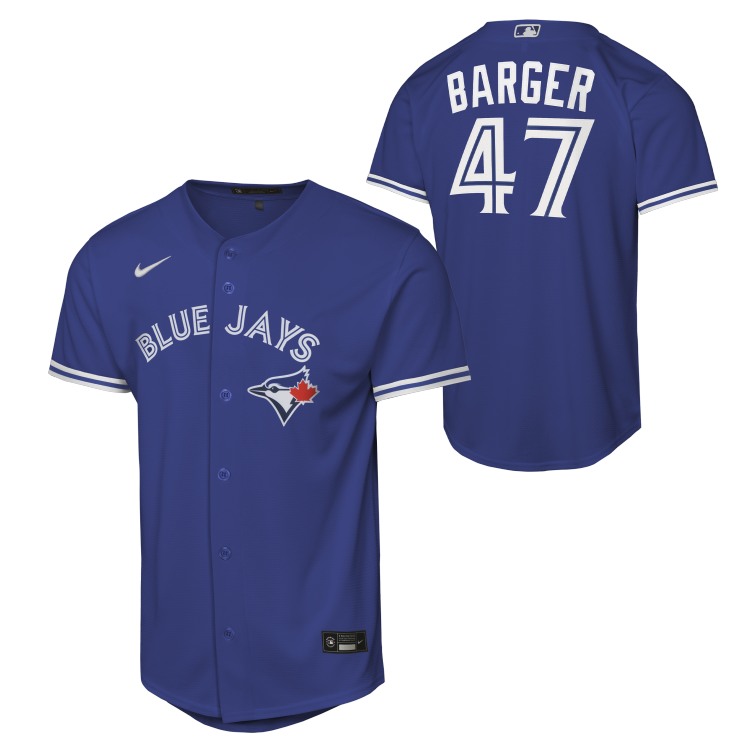 Youth Toronto Blue Jays Addison Barger #47 Alternate 2 Blue Baseline Jersey