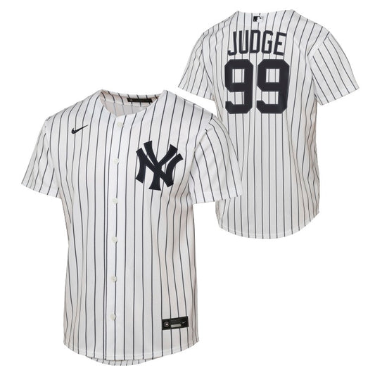 Youth New York Yankees Aaron Judge #99 Outerstuff Pinstripe Base-Line Jersey