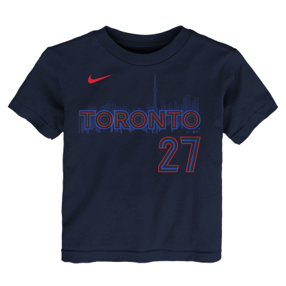 Youth Toronto Blue Jays City Connect Vladimir Guererro Jr. #27 Name & Number T-Shirt - Pro League Sports Collectibles Inc.