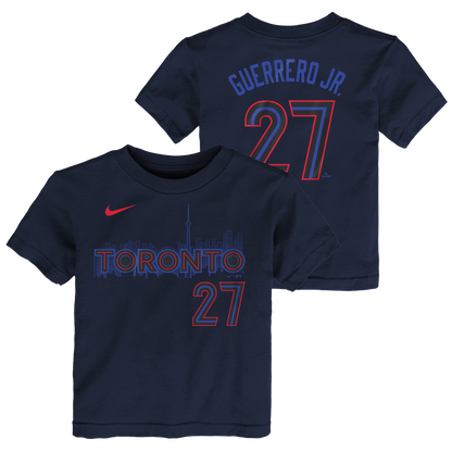 Youth Toronto Blue Jays City Connect Vladimir Guererro Jr. #27 Name & Number T-Shirt - Pro League Sports Collectibles Inc.