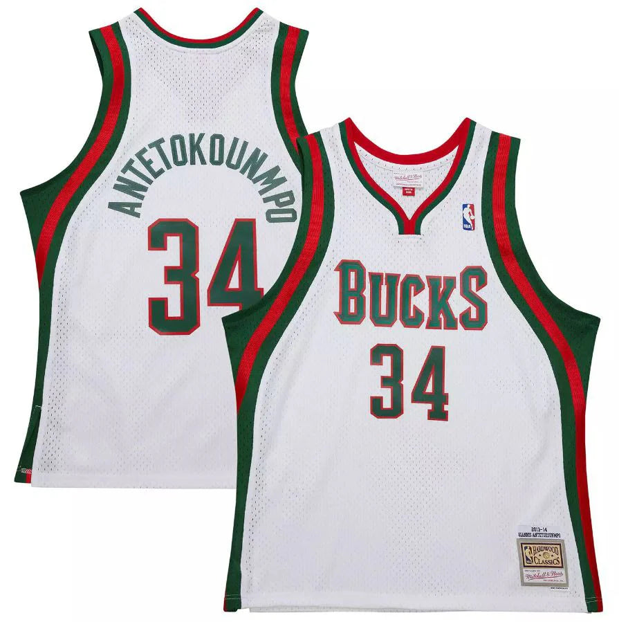 Giannis Antetokounmpo #34 Milwaukee Bucks Mitchell & Ness 2013/14 Swingman Jersey - Alt White
