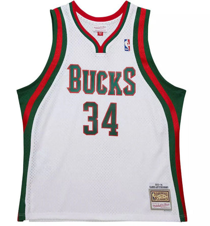 Giannis Antetokounmpo #34 Milwaukee Bucks Mitchell & Ness 2013/14 Swingman Jersey - Alt White