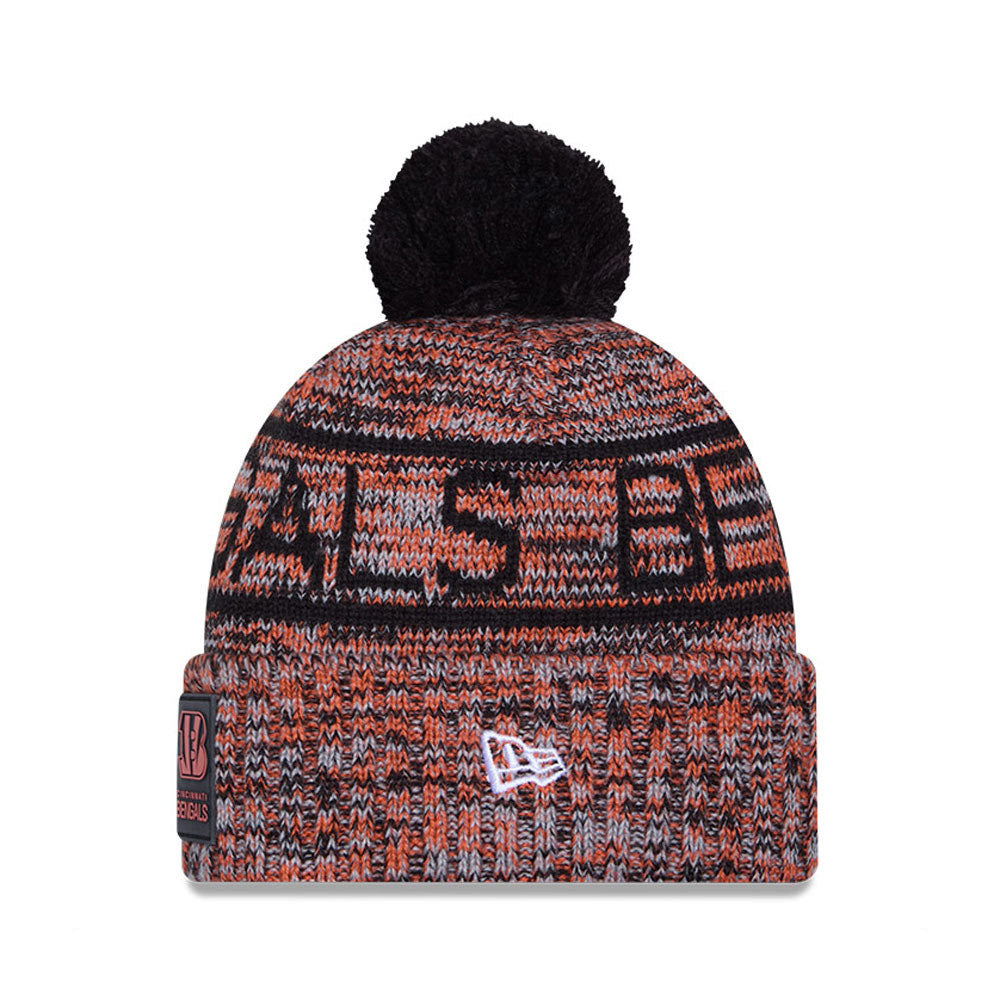 Cincinnati Bengals New Era 2025 Sideline Cold Weather Cuffed Knit Hat with Pom