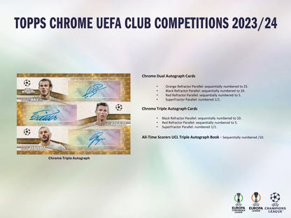 2023-24 Topps Chrome Collection UEFA Club Competitions Soccer Hobby Box