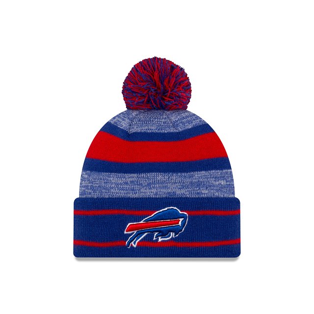 Buffalo Bills Primary Logo New Era Red/Blue Cuffed Knit Pom