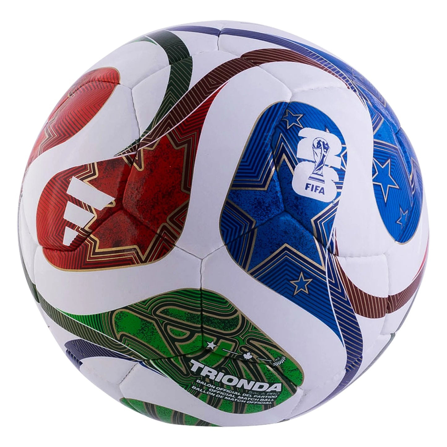 Adidas World Cup FIFA 2026 Trionda Pro Sala Soccer Ball- White/Blue/Green/Red