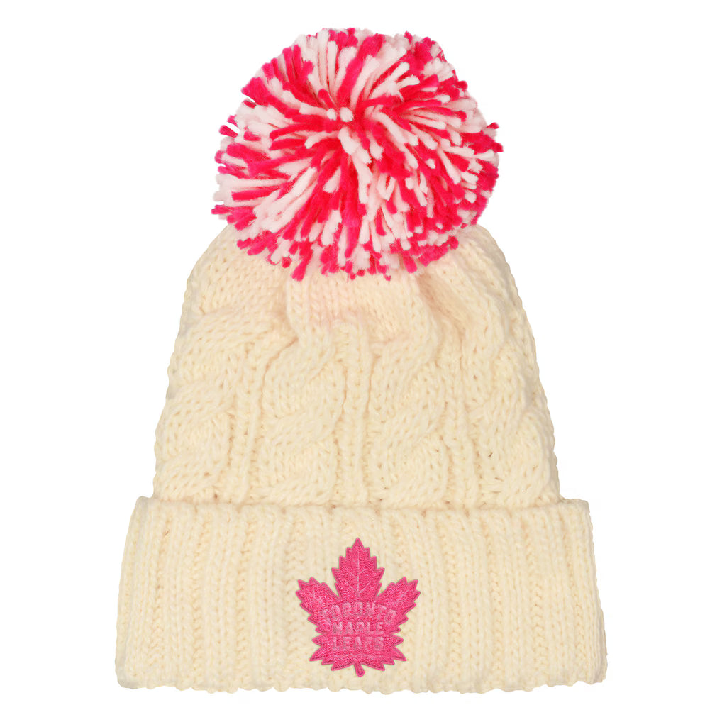Youth Girls Toronto Maple Leafs Pink Outerstuff Knit Pom Toque