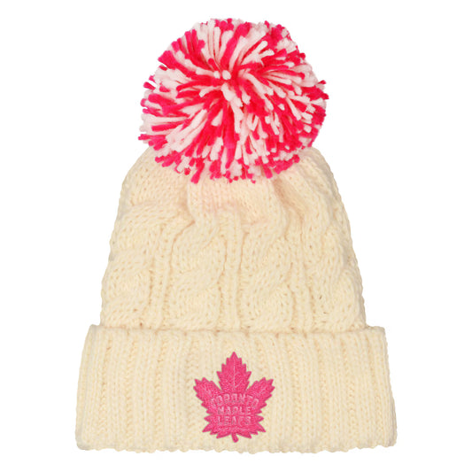 Youth Girls Toronto Maple Leafs Pink Outerstuff Knit Pom Toque