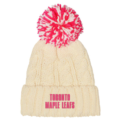 Youth Girls Toronto Maple Leafs Pink Outerstuff Knit Pom Toque