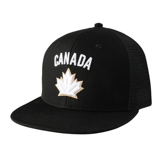 Youth Team Canada Black Flat Brim Snap MeshBack