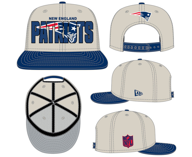 New England Patriots New Era 2023 NFL Draft 9FIFTY Snapback Adjustable Hat - Stone/Navy - Pro League Sports Collectibles Inc.