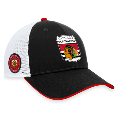 Chicago Blackhawks Fanatics Branded Blue 2023 NHL Draft On Stage Trucker Adjustable Hat - Pro League Sports Collectibles Inc.