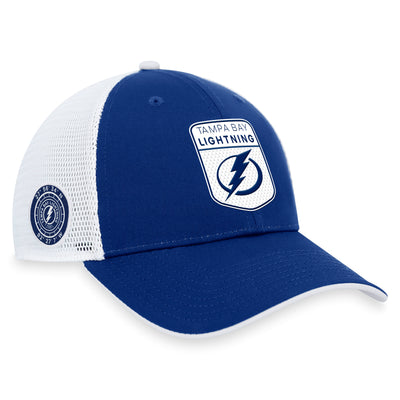 Tampa Bay Lightning Fanatics Branded Blue 2023 NHL Draft On Stage Trucker Adjustable Hat - Pro League Sports Collectibles Inc.