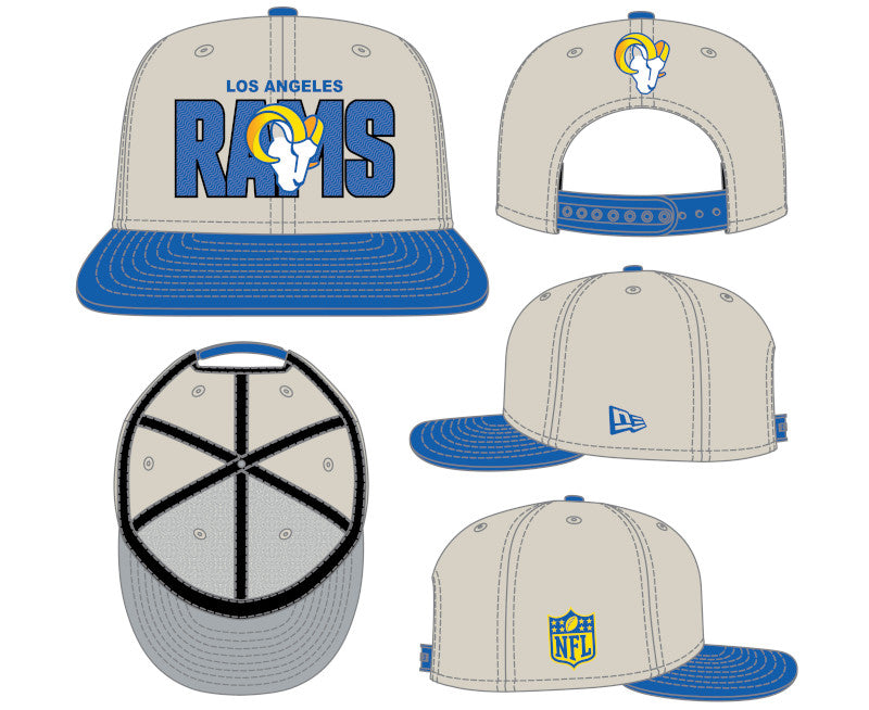 Los Angeles Rams New Era 2023 NFL Draft 9FIFTY Snapback Adjustable Hat - Stone/Royal - Pro League Sports Collectibles Inc.