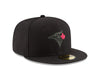Toronto Blue Jays Black/Red Blackout 59fifty Fitted Hat - Pro League Sports Collectibles Inc.